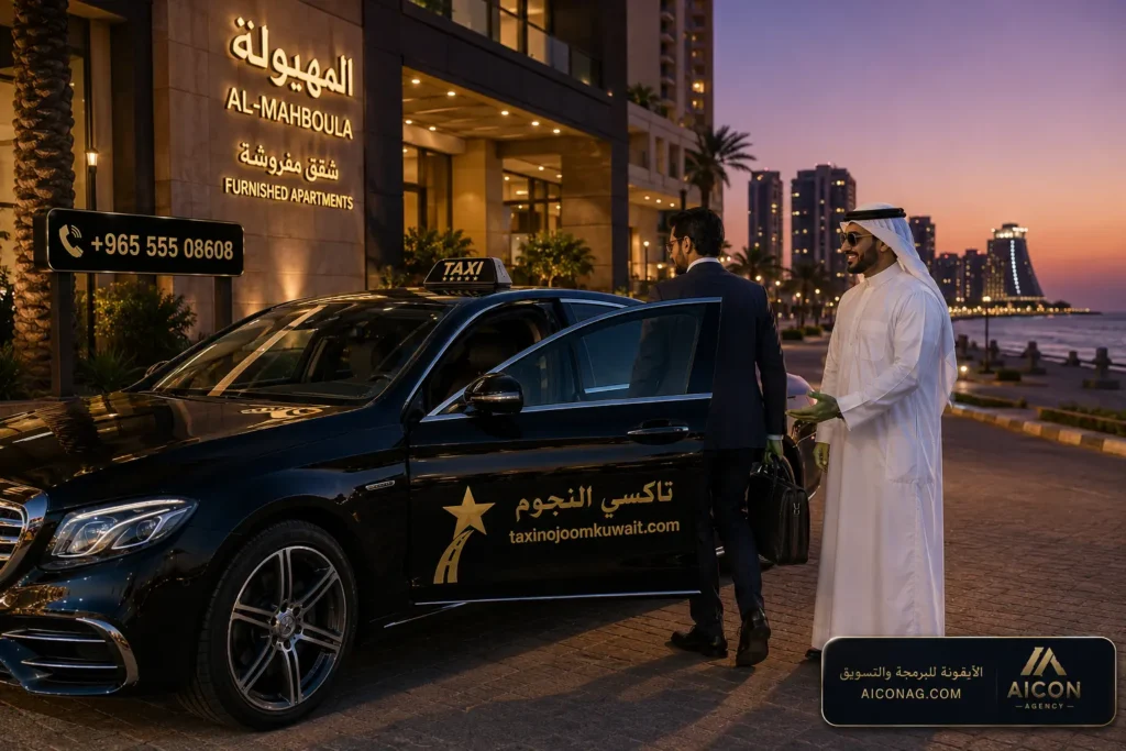 تكسي المهبولة في الكويت مع تاكسي النجوم بسيارة سيدان فاخرة وخدمة VIP على مدار 24 ساعة